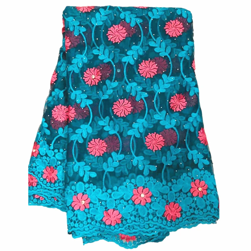 Новейшая кружевная ткань с камнями африканская Тюлевая высококачественное