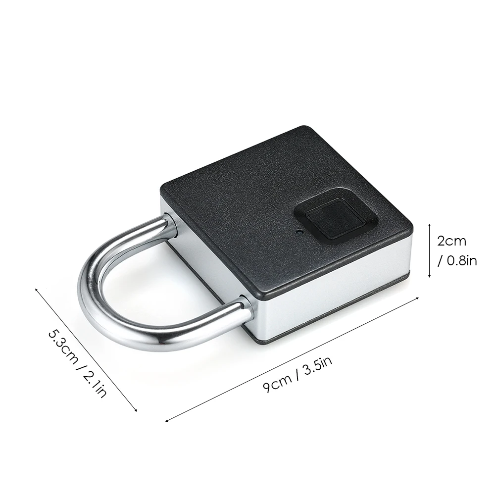 Замок отпечатков пальцев USB Перезаряжаемый Противоугонный замок 10 комплектов отпечатков пальцев IP65 Водонепроницаемый безопасный замок для двери с 2 клавишами