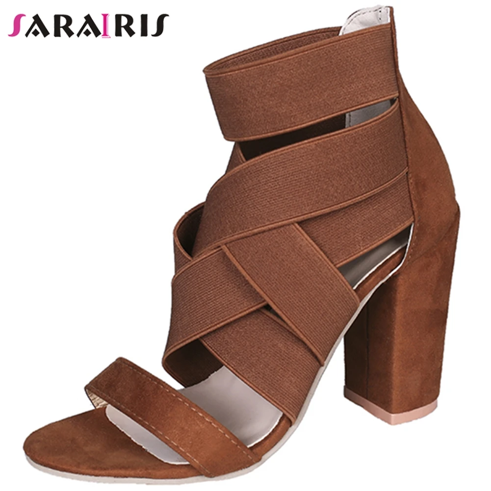 

SARAIRIS Big Size 34-43 INS Hot New Female Fashion Chunky High Heels Sandals Party Ol Sexy Sandals Women Gladiator Shoes Woman