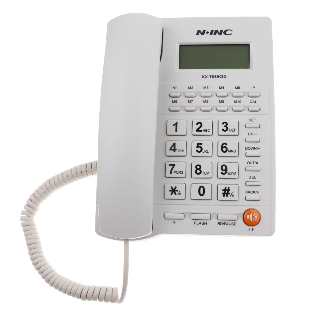 Стационарный проводной телефон Настольный телефон wiht Определитель номера повторный набор обратного вызова большая кнопка домашний телефон динамик телефон повторный набор - Цвет: White 200x150x60mm