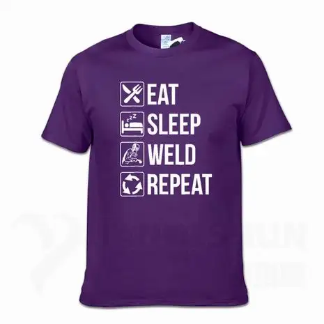 Забавная футболка для сварщика Eat Sleep Weld Repeat, Модная хлопковая Футболка 16 цветов, уличная футболка, топы с короткими рукавами