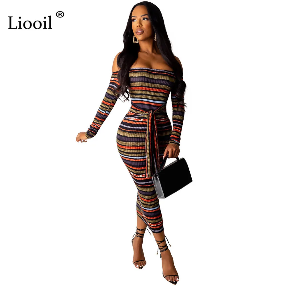 Liooil Strapless Striped Sexy Bodycon Maxi Dress Fall 2019 Long Sleeve Off Shoulder Party Tight Dresses Woman Party Night Club Liooil Strapless Striped Sexy Bodycon Maxi Dress Fall 2019 Long Sleeve Off Shoulder Party Tight Dresses Woman Party Night Club