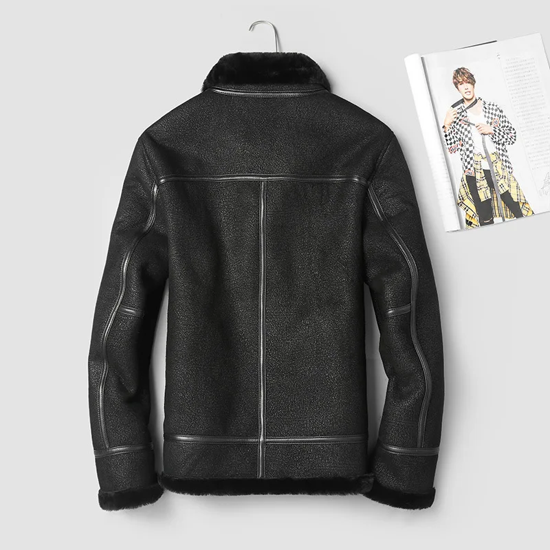 

Real Leather Jacket Men Clothes 2020 Winter Warm Genuine Leather Coat Motorcycle Mens Sheep Shearling Jackets 14306-1