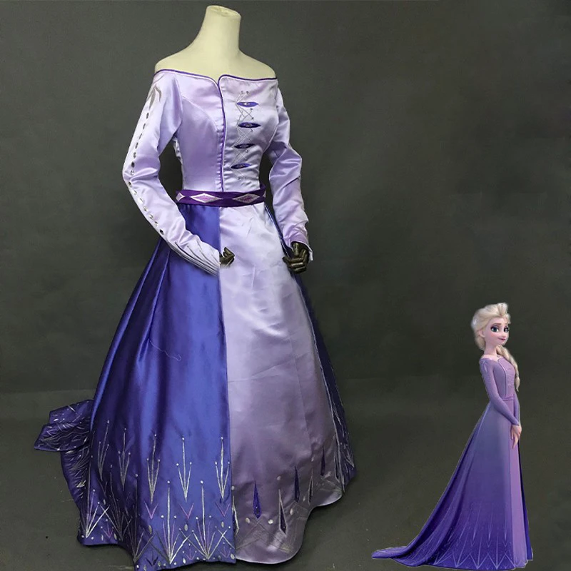 Cosplaydiy, платье принцессы Эльзы с вышивкой, Снежная королева, светильник Эльзы, фиолетовый костюм, платье на заказ L320