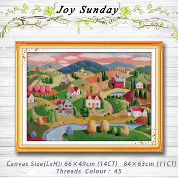 

Oil painting village scenery decor Patterns 14CT 11CT Counted Cross Stitch Sets embroidery sets Needlework kits Home Decoration