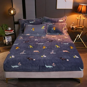 

Winter Bed Hat Thickened Milk Velvet Pure Color Noble Simple Thickened 100% Pile Velvet Bed Hat Mattress Cover Easy To Clean .