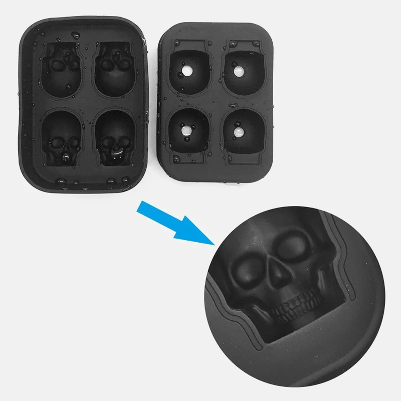 Skull Shaped Whisky Cocktail Ice Cubes Tray Silicone Mold Candy Ice Cream Mold Pudding Soap Ice Moulds Halloween gift Skull Shaped Whisky Cocktail Ice Cubes Tray Silicone Mold Candy Ice Cream Mold Pudding Soap Ice Moulds Halloween gift