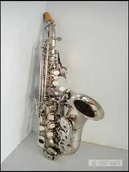 

special surface dull nickeled plated straight soprano saxophone free shipping