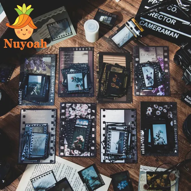 30Db Pet Vintage Film Esztétikai Matricák Journal Flower Scrapbooking Szemétdekoratív Címke Naplócímke Notebookok