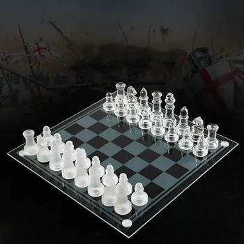 

Glass Chess Board High Quality Anti-broken Elegant Glass Chess Pieces Chess Game Chess Set Chess Game Large Size 35CM
