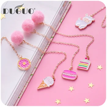 

DUGUO cute stationery girl heart bookmark metal hollow hair ball cute super cute creative small gift pendant pendant