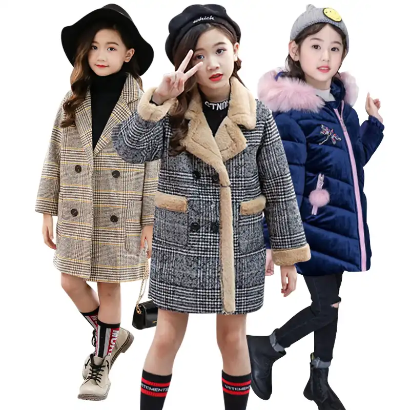 Herfst Winter Kinderen Harige Jas Fashion Design Lange Jas Voor Meisjes Kinderen Bovenkleding Grid Patroon Warme Jas 4 Te 12 Jaar Oud Wol En Mengsels Aliexpress