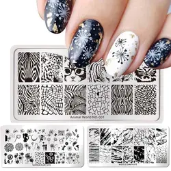 Nicole Diary ногтей штамповки пластин прямоугольник геометрические цветы ногтей штамп трафарет маникюрный шаблон инструменты для лака для