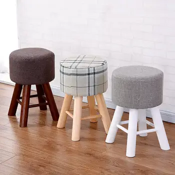 

Solid Wood Desk Stool Home Makeup Stool Shoe Stool Modern Minimalist Dining Stool Adult Round Stool Creative Sofa Stool