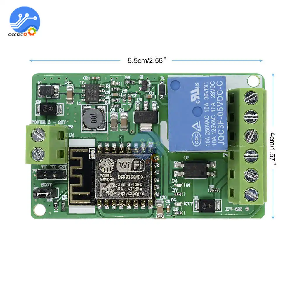 DC 7 30 в WI FI триггерный релейный модуль Беспроводной переключатель 10A 220V ESP8266 ESP 12F