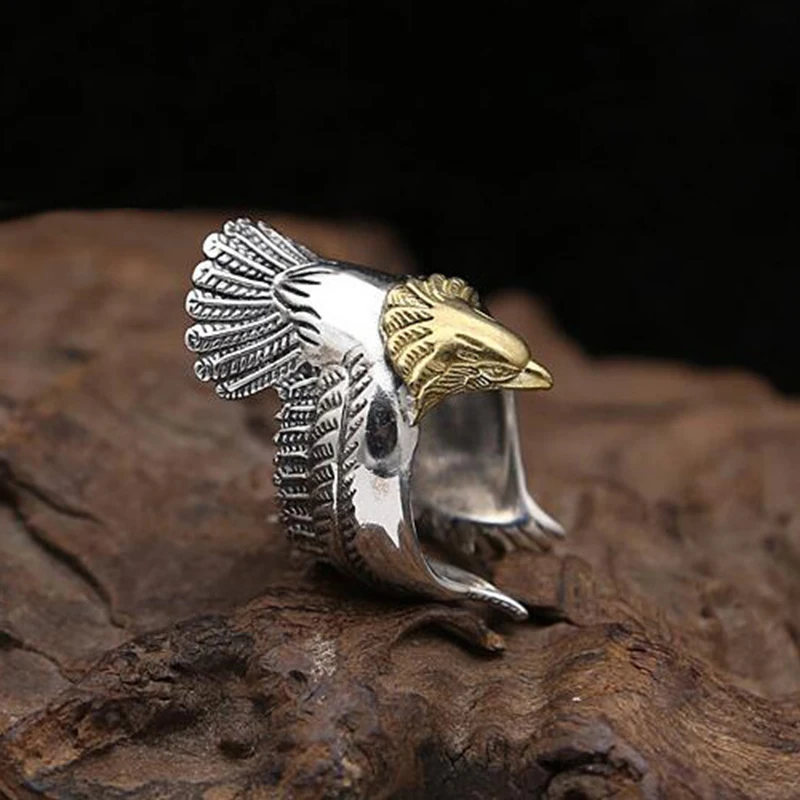 Винтажное панк Летающий орел безразмерное кольцо на палец для мужчин и женщин модные милые животные металлические кольца с перьями Вечерние аксессуары Z3P469