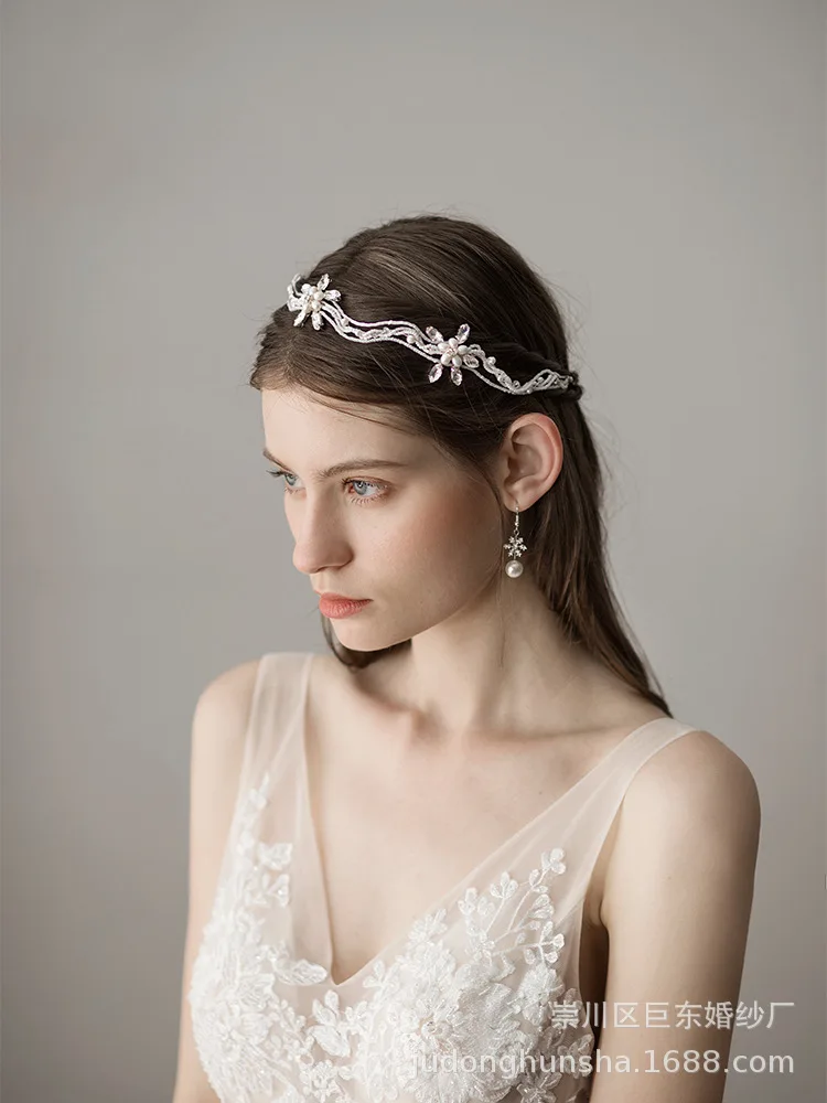 Freshwater Pearl Bride Hair Vine Wave Headpiece Handmade Bridal Beads Headband Wedding Hair Accessories