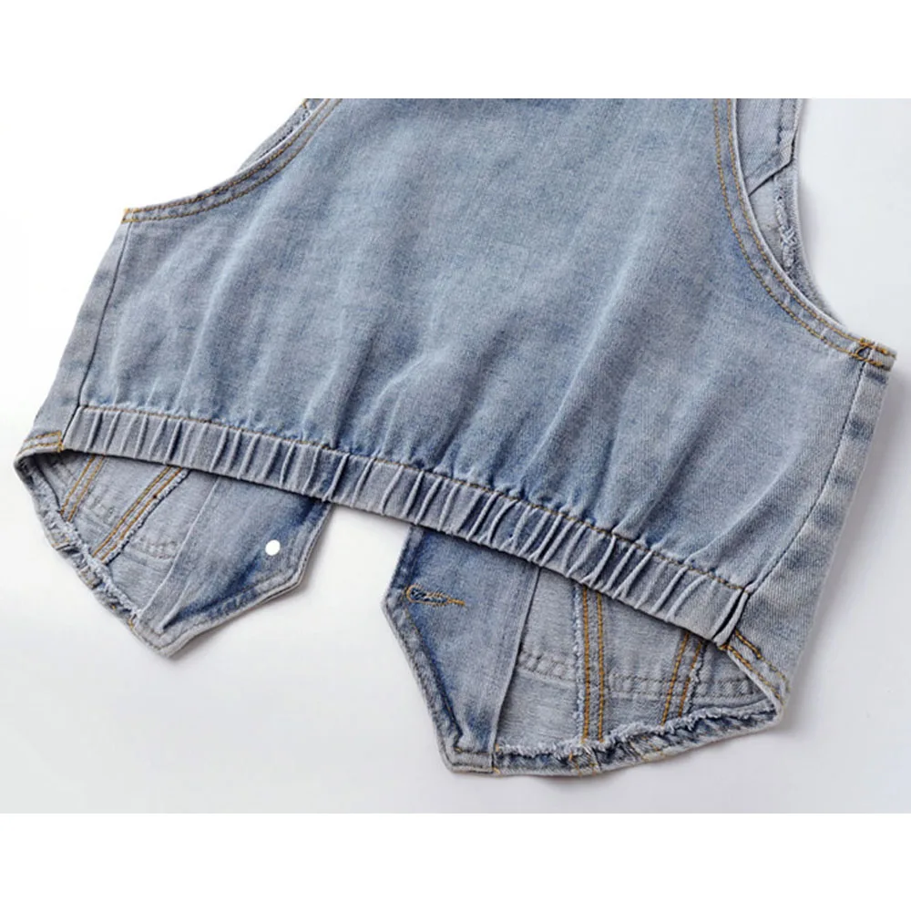 Casual Sleeveless Denim Jacket With Hood For Women Plus Size Vest Fashion Short Slim Female Waistcoat Top T-shirt Small Coat