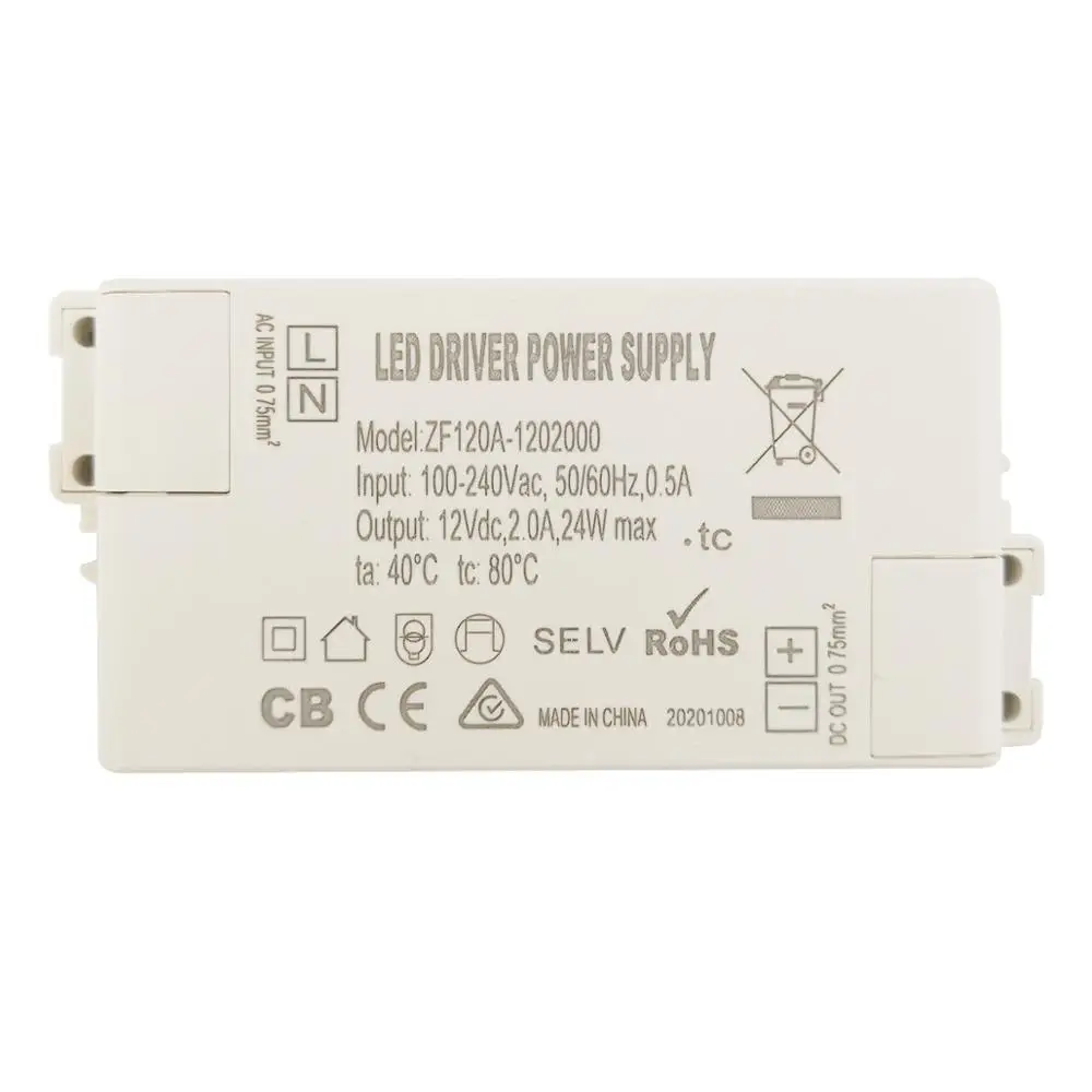 

Драйвер Tonglida ZF120A-1202000 для косметических зеркальных ламп, адаптер переменного/постоянного тока, 100-240 В, 2 А, 24 Вт, 12 В постоянного тока