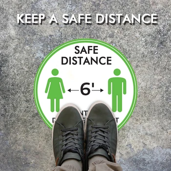 

10/Pack Signs Floor Stickers Keep Safe Distance in Practice 6 Feet 2Meter for Supermarket Retail Store Bathroom Hotel Restaurant