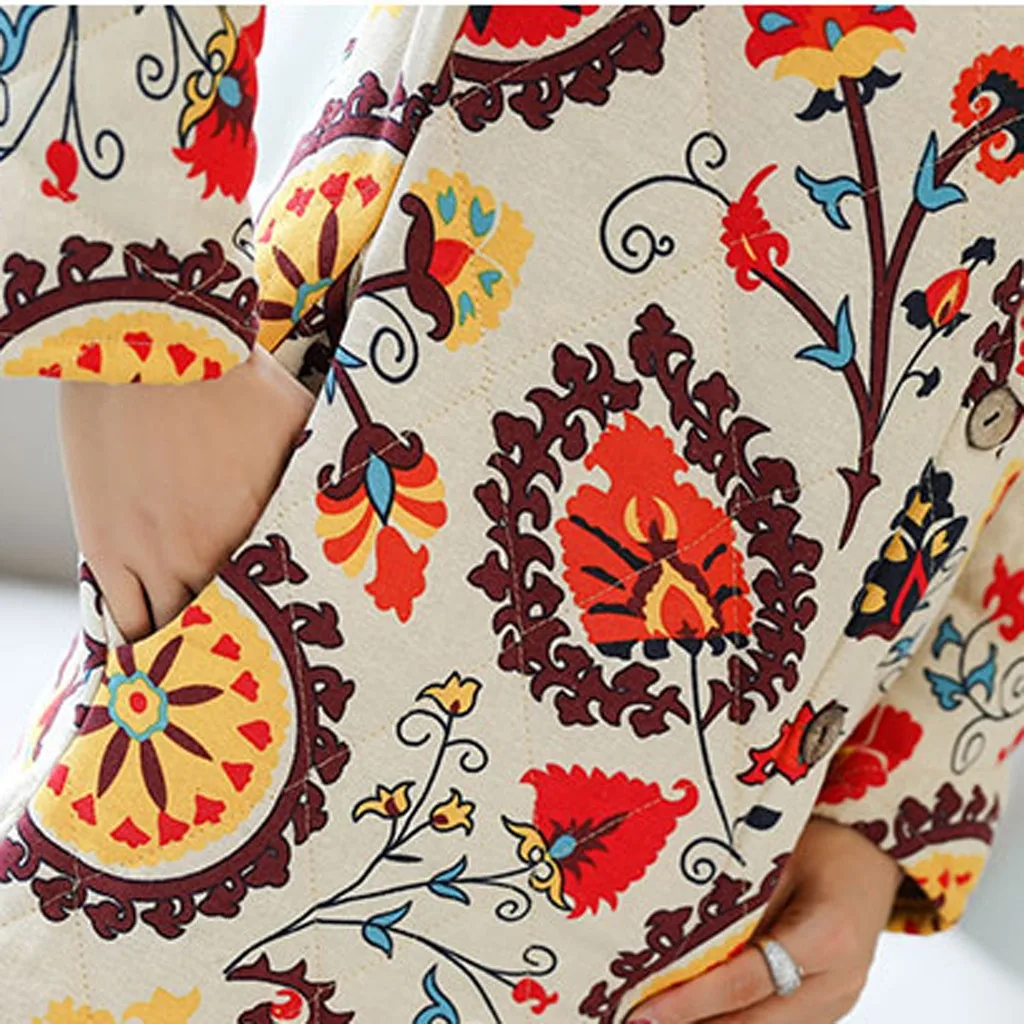 Женское пальто размера плюс 5xl зимняя теплая куртка верхняя одежда с цветочным