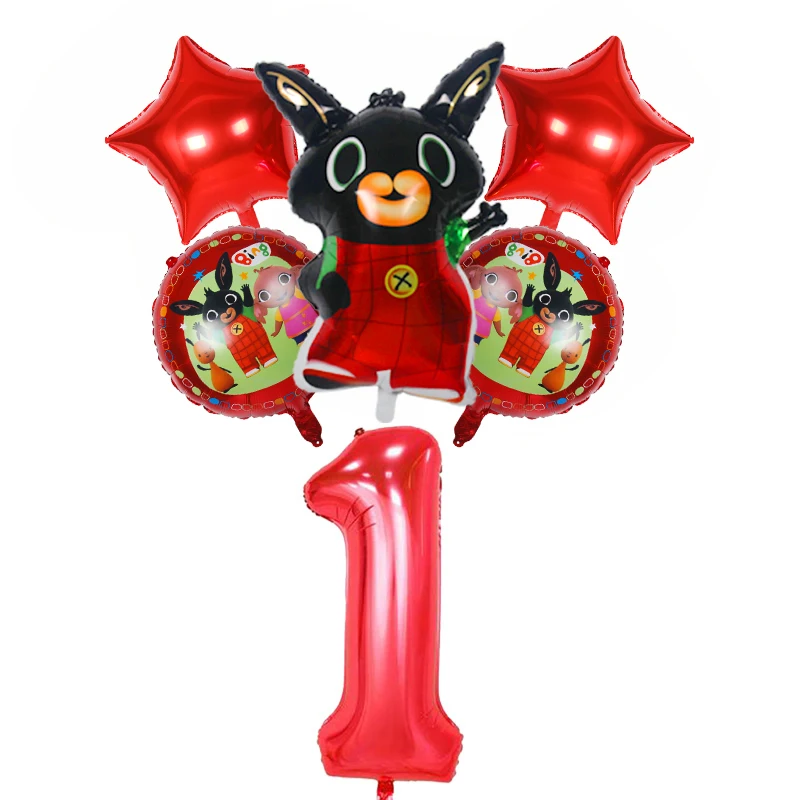 1 шт. 86*60 см Bing Банни фольгированные шары мультфильм кролик шары 40 дюймов номер ребенок 1 2 3 4 5 день рождения Декор принадлежности игрушки - Цвет: red 1