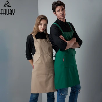 

New Cotton Aprons Canvas Pockets Baking Chefs Kitchen Cooking Apron фартук кухонный Chefs With Hat Household Merchandises