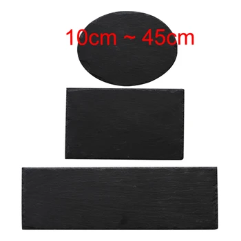 

Black Solid Natural Slate Rectangle Shaped Dinner wedding Plate Barbecue Tray Cake Sushi Stone Dinner Cheese Pizza Flat Food Tra