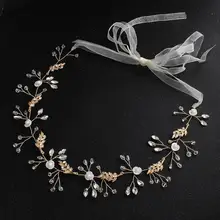 На свадьбу свадебный головной убор Роскошные лента для волос Элегантные Очаровательные невесты повязка на голову с цветочным рисунком модные ювелирные изделия из жемчуга Для женщин TS102