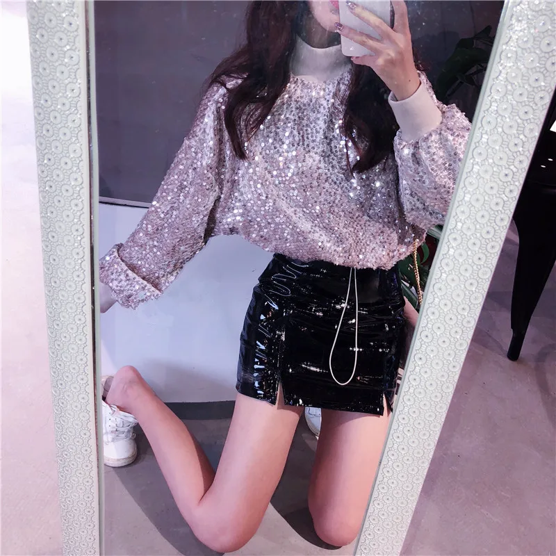 WHITNEY WANG осень зима модная уличная одежда Bling Sequins Толстовка Женская стильная толстовка пуловер
