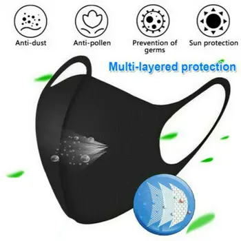 

1Pcs Cotton PM2.5 Black Mouth Mask Anti dust Mask Activated Carbon Filter Windproof Mouth-muffle Bacteria proof Flu