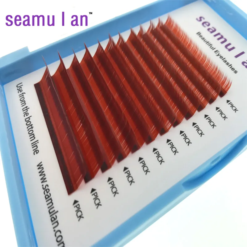 Seamulan новые рулонные праздничные ресницы Новые рулонные градусные LU 0,07 красно-коричневые прививочные ресницы 8 мм-13 мм Смешанные ресницы