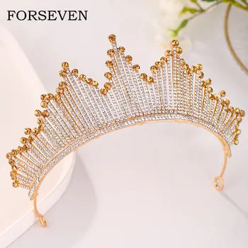 

Wedding Hair Accessories Gold Rhinestone Bridal Crown Tiara Princess Diadem Wedding Crown Headpiece Handmade Bridal Hair Jewelry
