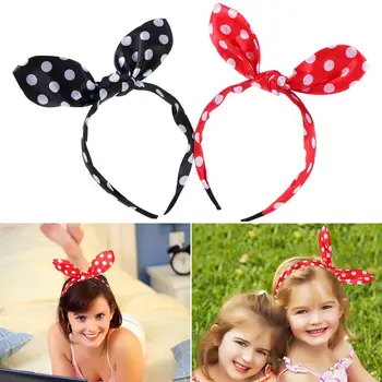 

FRCOLOR 2 Pcs Bunny Ears Hair Hoop Polka Dot Headband for Women Girls Rabbit Ears Hairband Headwear Hair Accessories