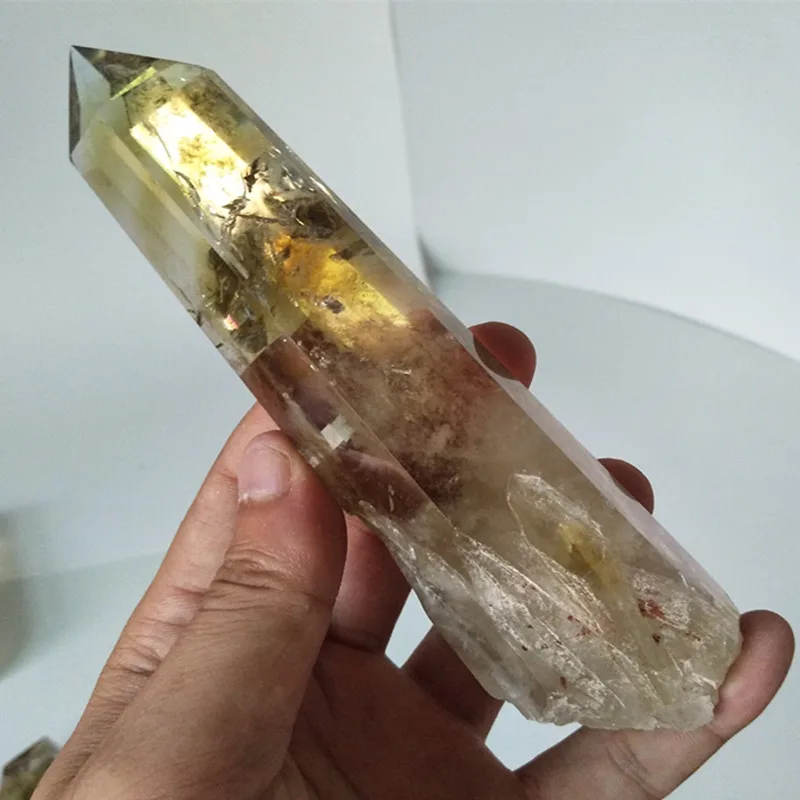 Натуральный камень цитриновый Кристалл кристаллические палочки точка энергия чакры камни и заживляющие кристаллы - Цвет: A28   226g  158mm