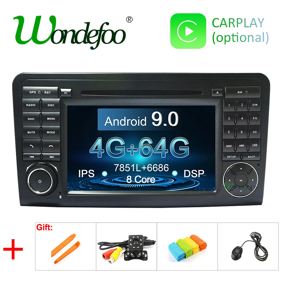 Android 9,0 DSP ips 4G 64G 8 Core 2 DIN DVD для Mercedes Benz ML GL CLASS W164 ML350 ML500 GL320 gps Радио навигационный экран