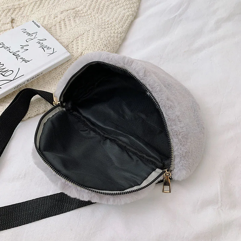 Женская поясная сумка, модная зимняя нагрудная сумка, искусственная плюшевая поясная сумка, повседневный туристический рюкзак, рюкзак на ремне