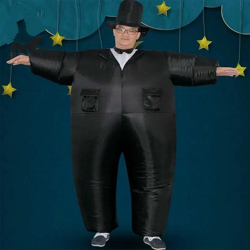 Надувной черный смокинг костюм толстый джентльмен Chub нарядное платье забавная игрушка Жених Косплей костюмы вечерние танцевальный костюм для взрослых детей
