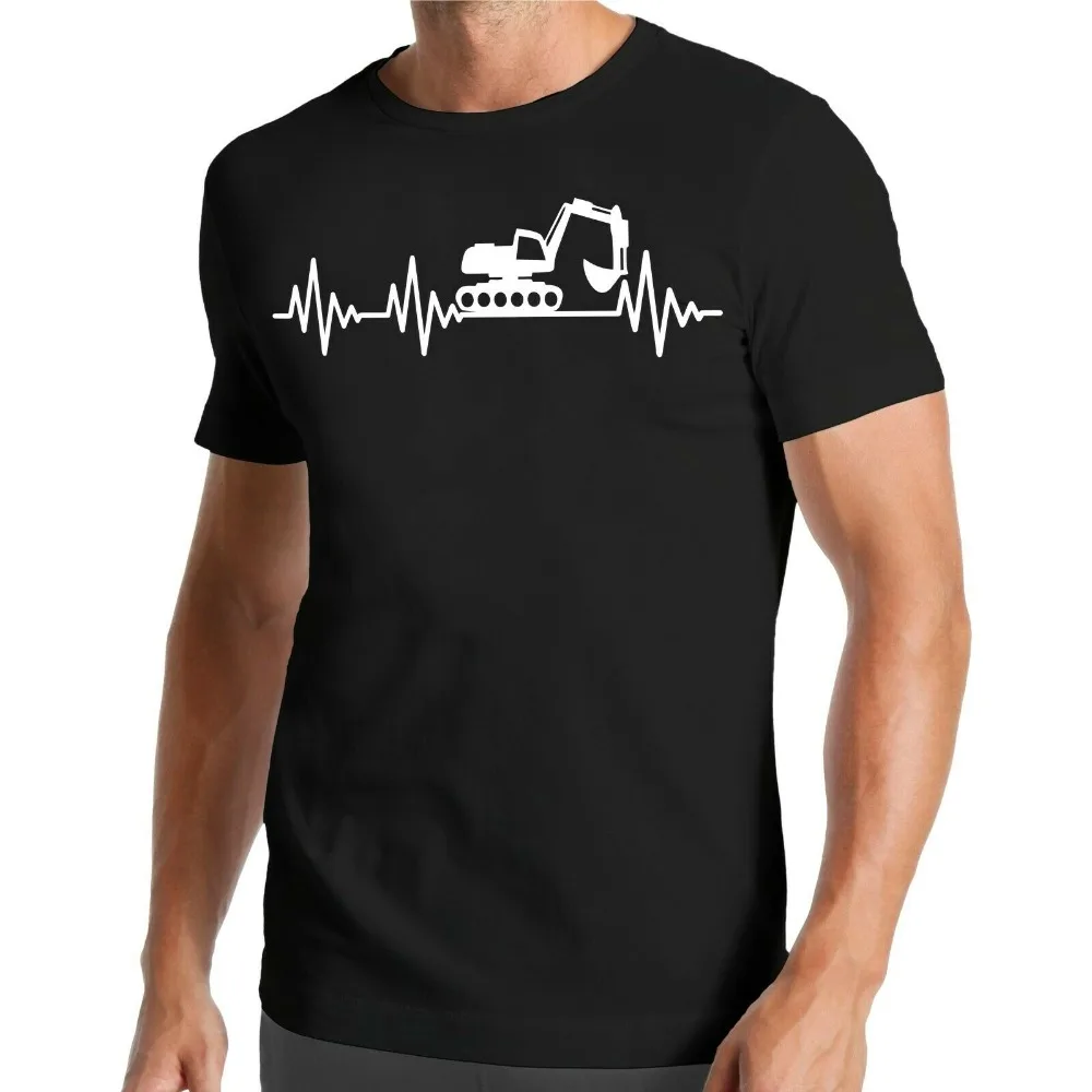 Herzschlag Bagger футболка Ekg Digger Baustelle Erde Kran Baumaschine с принтом с круглым вырезом размера плюс футболка