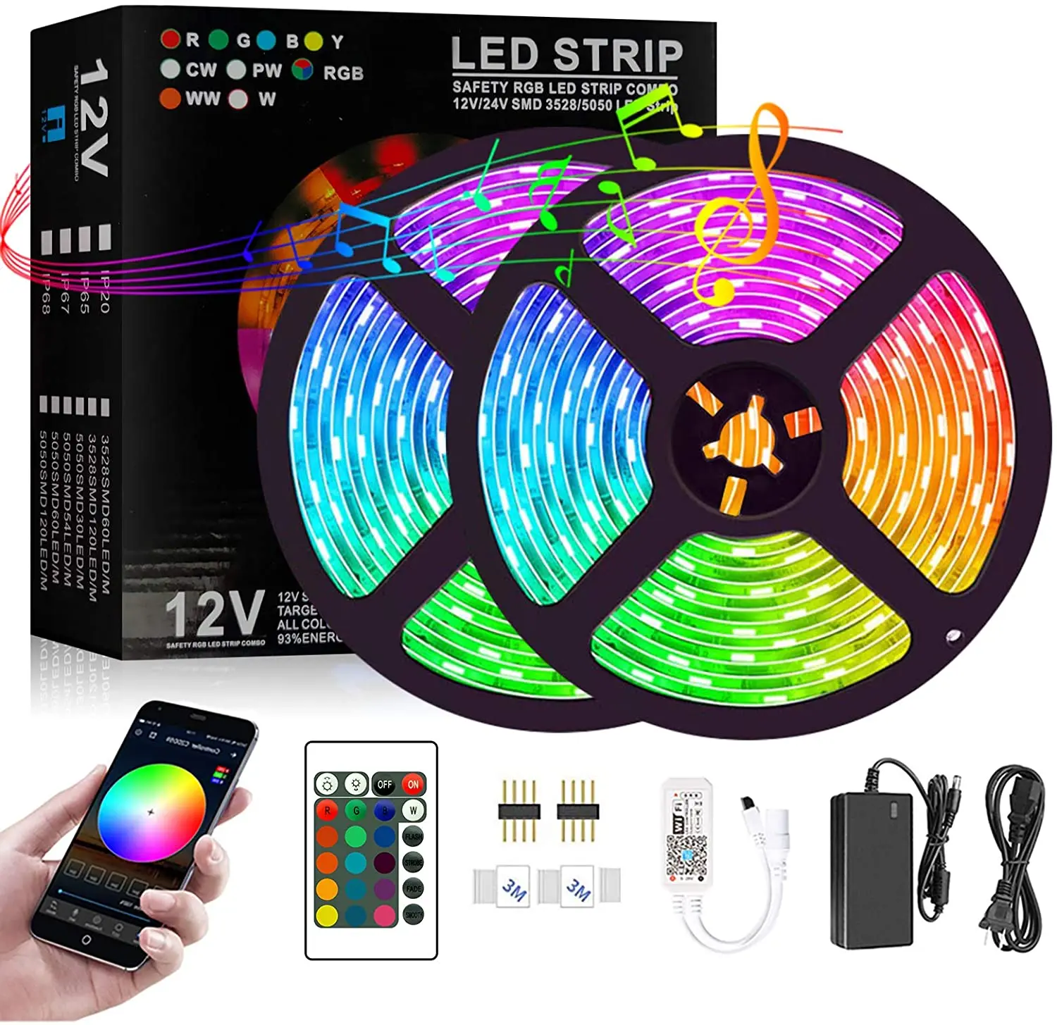 

LED Strip Lights 32.8ft Sync to Music Compatible with Alexa,Google Home,16 Million Colors Changing Dimable 5050 Led Strip Lights