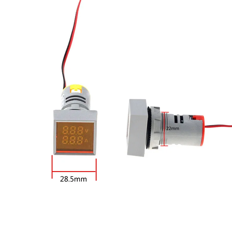 22 мм квадратный Вольтметр Амперметр цифровой сигнальный индикатор напряжения и тока переменного тока 60-500 В