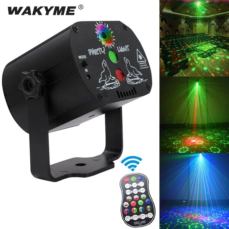 

WAKYME Mini 60 Pattern RGB Disco Light Star Whirlwind Laser Projector Party Lights DJ Lighting USB Rechargeable Stage Lighting