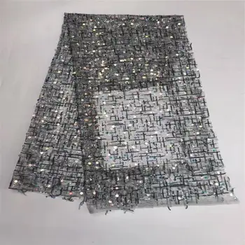 

Beautifical african lace fabrics Wholesale tulle mesh lace fabric for women nigerian lace sequins fabric yards ML1N1327
