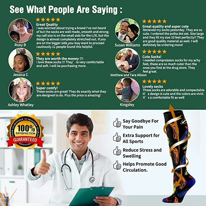 Anti Fatigue Women Men Compression Socks Yoga Golf Varicose Veins Socks Hockey Crossfit Fit For Edema, Diabetes, Swelling