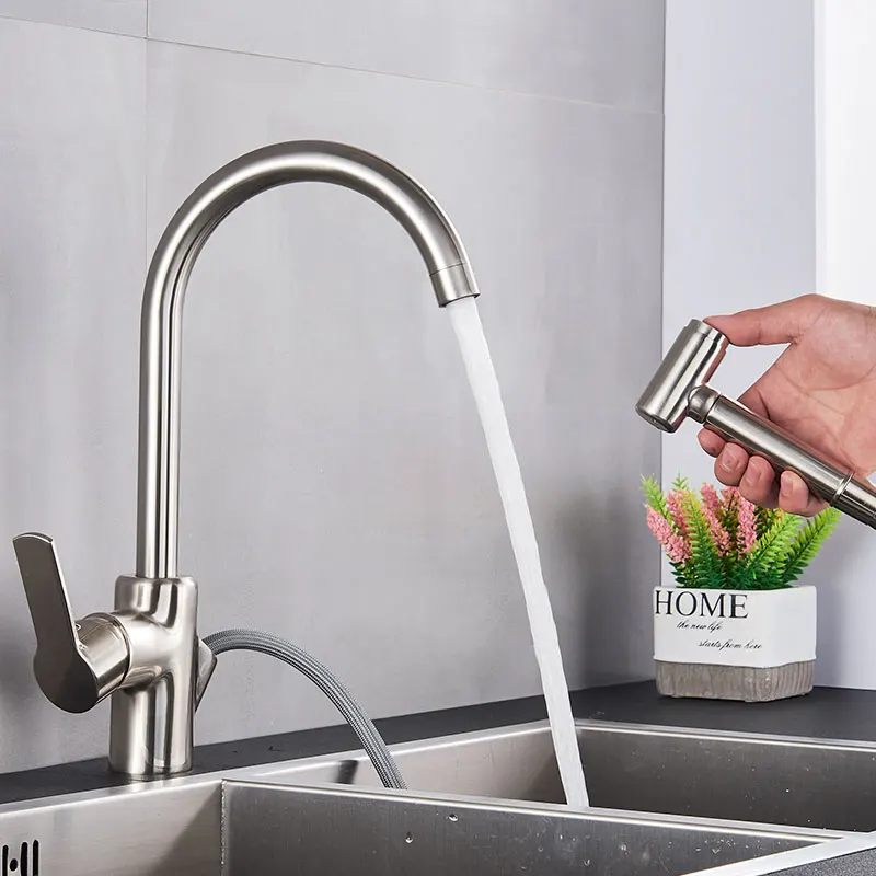 Blacked Finished Kitchen sink Faucet Pull Out Sprayer Kitchen Tap Mixer Faucet Deck Mounted Faucets Rotatable