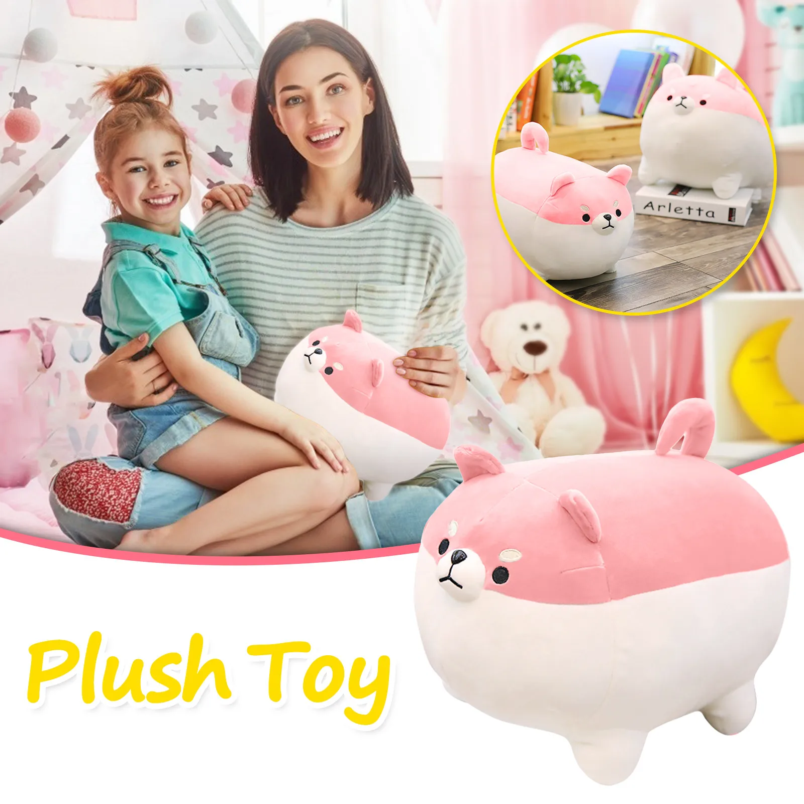 40cm Cute Fat Shiba Inu Pig Plush Toy Stuffed Soft Kawaii Animal Cartoon Pillow 