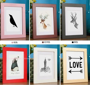 

Wood Frame Nature Solid Simple Wooden Frame A4 A3 Black White Pink Purple Color Picture Photo Wooden Clip Paper Picture Holder