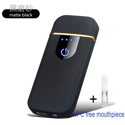 Matte Black Электрическая USB мини умная Зажигалка Ветрозащитная перезаряжаемая сенсорная Индукционная электронная сигарета ультратонкие металлические мужские зажигалки - Цвет: Matte Black