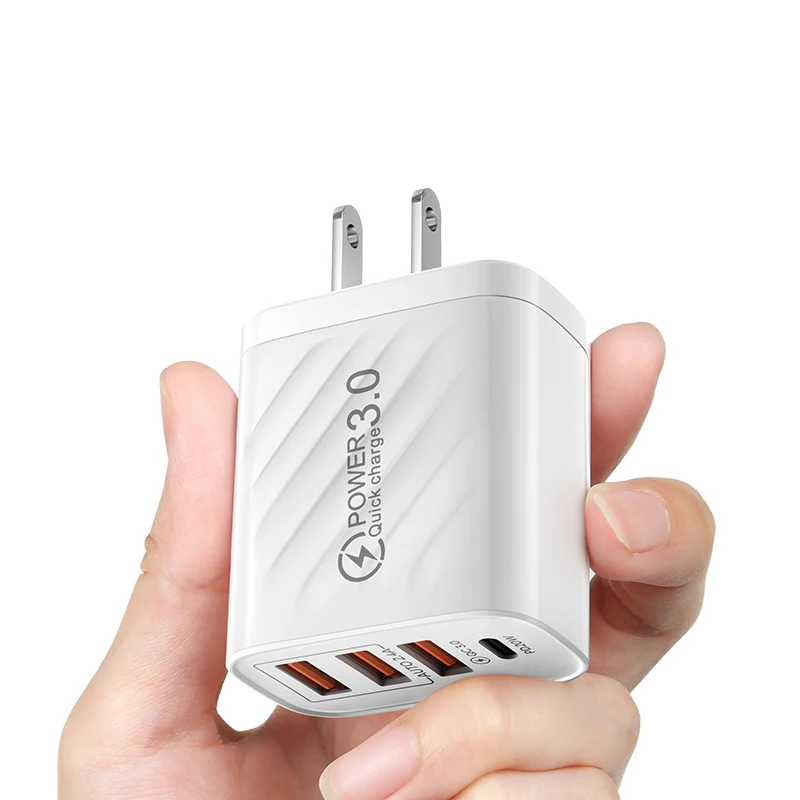 48W USB Charger 4Port Type C Quick Charge QC 3.0 For Samsung Xiaomi mi10 Huawei Charger adapter For Smartphones PD Fast Charging 65 watt car charger Chargers