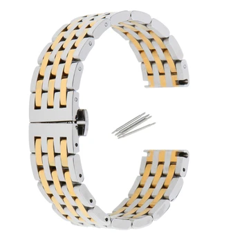 

20mm 22mm 7 Rows Watch Strap Bracelet Stainless Steel Band Hidden Deployment Clasp